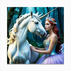 Human Unicorn Fantasy Mythical Magic Horn Enchantment Ethereal Dreamlike Whimsical Mystica Canvas Print