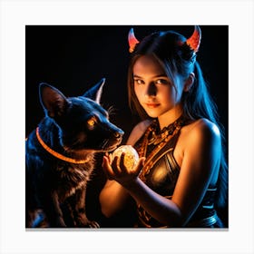 Dark Magic Glowing Beast Master Girl 10 Canvas Print