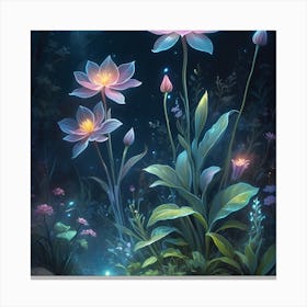 Lotus Flowers In The Forest Canvas Print