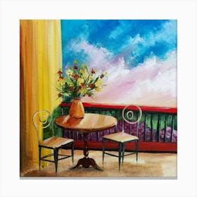 Balcony Table And Chairs 3 Canvas Print