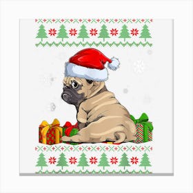 Funny Pug Christmas Santa Hat Ugly Dog Lover X Mas Pajama Canvas Print