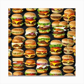 Hamburgers On Black Background Canvas Print