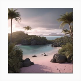 Pink Sand Beach Landscape Canvas Print