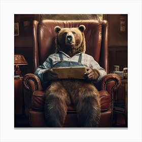 Bear In A Chair Canvas Print