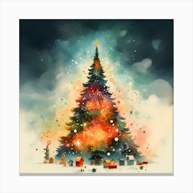 Glowing Pastel Christmas Pines Canvas Print