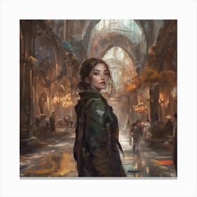 Girl In A City Canvas Print