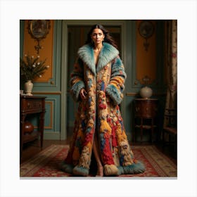 Woman In A Fur Coat 3 Canvas Print