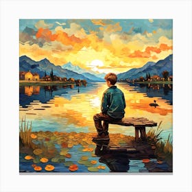 Sunset By The Lake Canvas Print