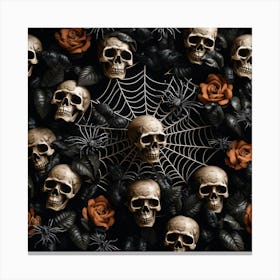 Skulls And Roses 1 Canvas Print
