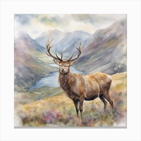 Highland Stag Scotland River Retreat Canvas Print