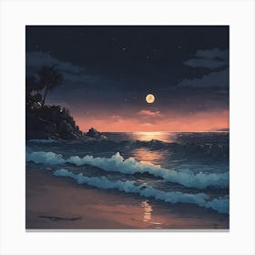 Moonlight On The Beach Canvas Print