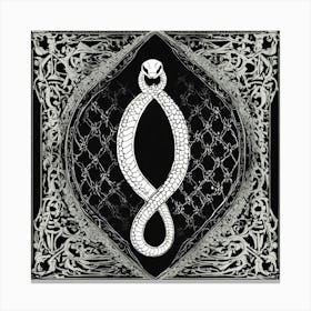 Black And White Thin Gothic Ornament In The Form O (2) Canvas Print