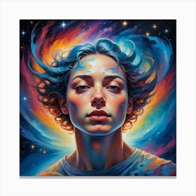 Girl In Space Paintings Art Print Canvas Print