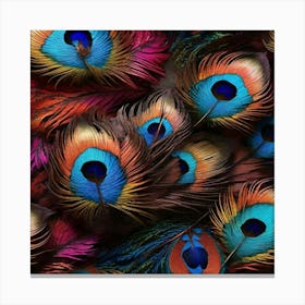 Peacock Feathers Art Painting Canvas Print