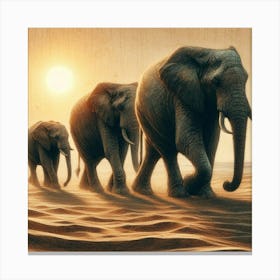 Elephants In The Desert Canvas Print