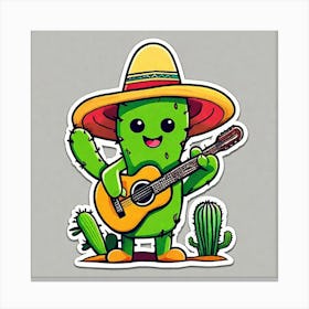 Cactus Playing Guitar 4 Canvas Print