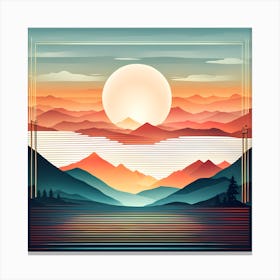 Sunset Over The Mountains VECTOR ART Canvas Print