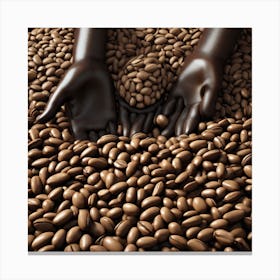 Coffee Beans In Hands Canvas Print