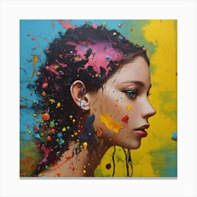 Girl With Paint Splatters Canvas Print