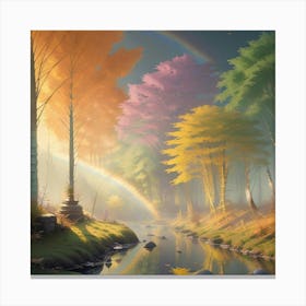 Sunlight Rainbow Forest Canvas Print