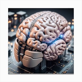Brain On A Circuit Board 2 Canvas Print