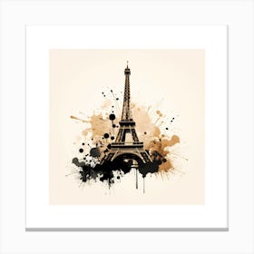 Eiffel Tower Ink Splash Effect Canvas Print