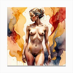 Ethereal Awakening: A Nude Painting Of A Woman Canvas Print