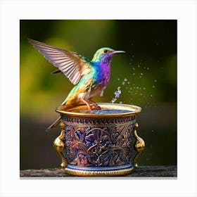 Firefly Iridescent Bird Rising From A Baroque Paint Pot 60146 (2) Canvas Print