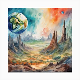 Planet earth view from another planet Canvas Print