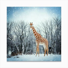 Firefly Happy, Giraffe, Winter, Snowing, Wonderland, Joy, Snowflakes, Magical, Animal, Nature, Whims (2) Canvas Print