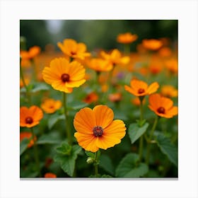 A Lush Garden Filled With Bright, Cheerful Nasturtiums 2 Canvas Print