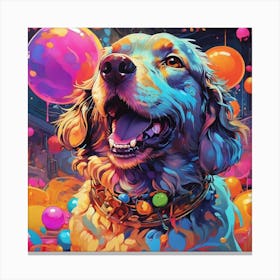 Dog With Balloons 1 Canvas Print