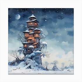 Watercolour Whispers: Retro Fir Reverie Canvas Print