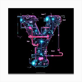 Y made of glowing circuits Canvas Print