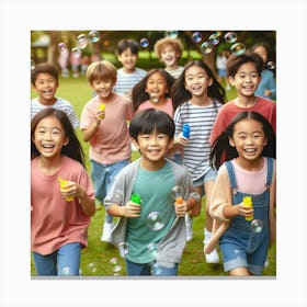 Children Playing In The Park Canvas Print