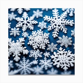 Snowflakes On Blue Background 2 Canvas Print