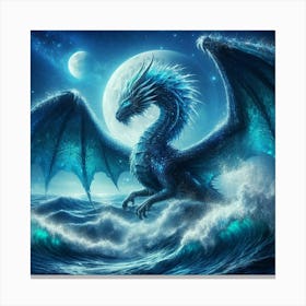 Blue Dragon In The Ocean 3 Canvas Print