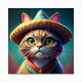 Cat Wearing A Sombrero Canvas Print