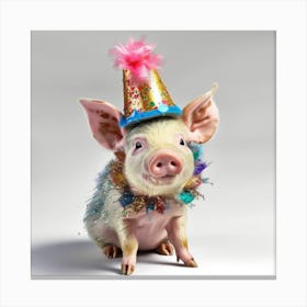 Pig In A Party Hat 2 Canvas Print