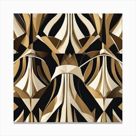 Gold And Black Abstract Pattern Canvas Print