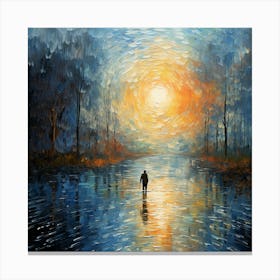 Threaded Echo: Reflective Impressionist Horizon Canvas Print