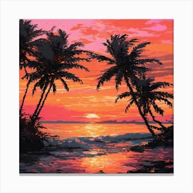 Sunset Palm Trees 1 Canvas Print