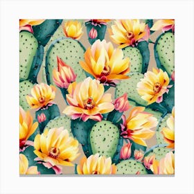 Prickly Pear Cactus Flower Plant Canvas Print