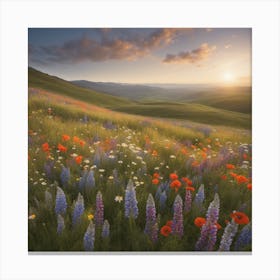 Wildflowers At Sunset 3 Canvas Print