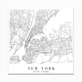 New York New York Street Map Minimal Square Canvas Print