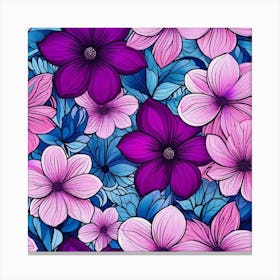 Pink And Purple Flowers Canvas Print