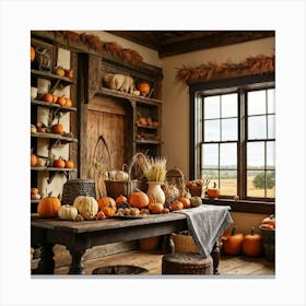 A Traditional Corner Of An American Farmhouse During The Late Autumn Season With An Overhead Vintage (5) Canvas Print