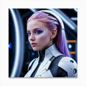 Futuristic Girl With Purple Hair 4 Canvas Print