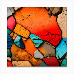 Colorful cracked stone wall texture background Canvas Print
