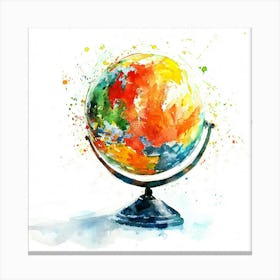 Watercolor World Globe Canvas Print